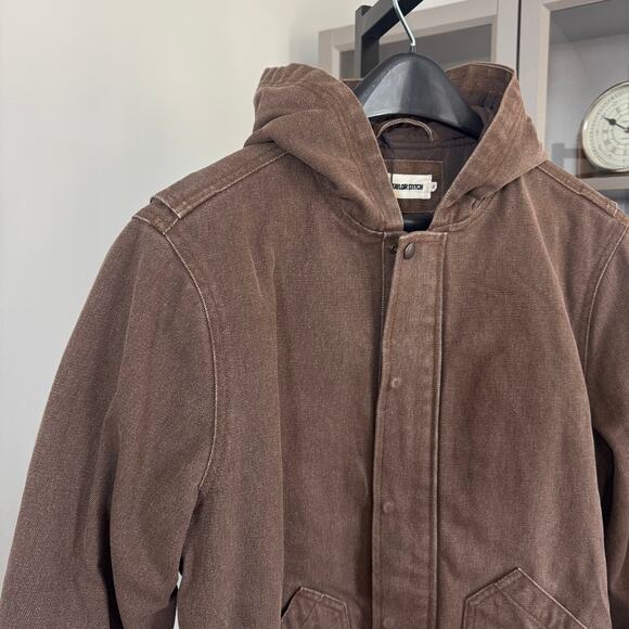 Taylor Stitch The Workhorse Chipped Canvas Hoodie 38 NEW Aged Penny Lined Jacket - Picture 3 of 7